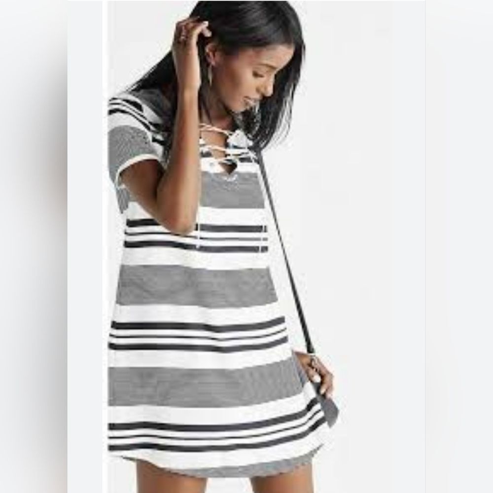 Express Black & White Striped Mini Dress size XS new